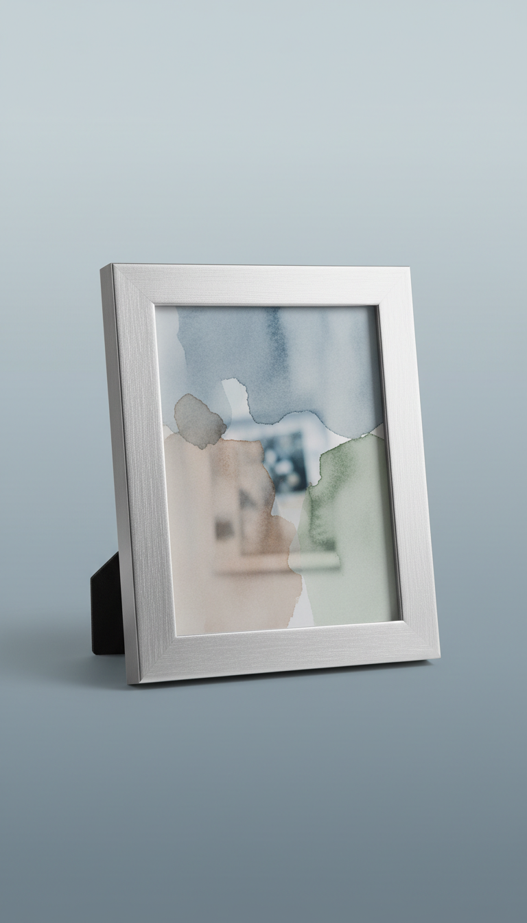 Brushed Silver Metal Frame Watercolor Overlay