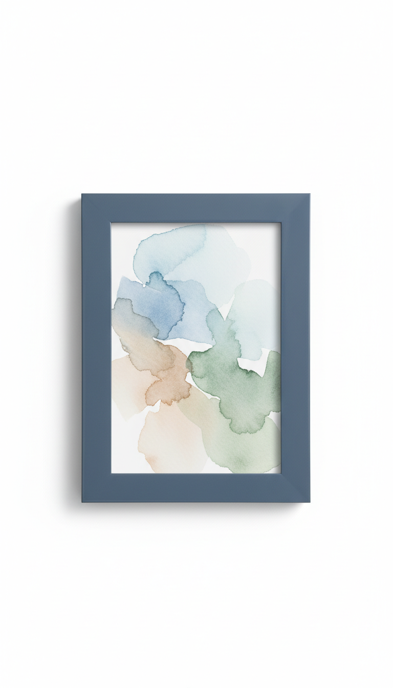 Slate Blue Lacquered Frame Watercolor Overlay