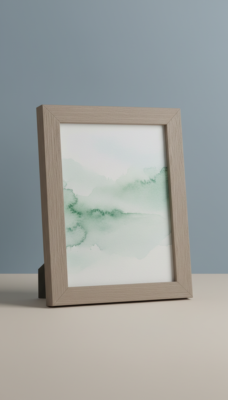 Stone Taupe Wood Frame Watercolor Overlay